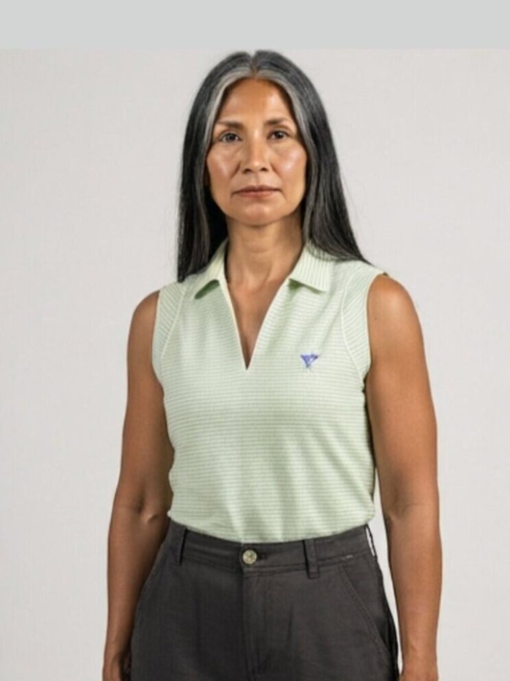 Ocean Reef Club Tehama Sleeveless Golf Polo Shirt Womens M Green White Stripe